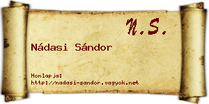Nádasi Sándor névjegykártya